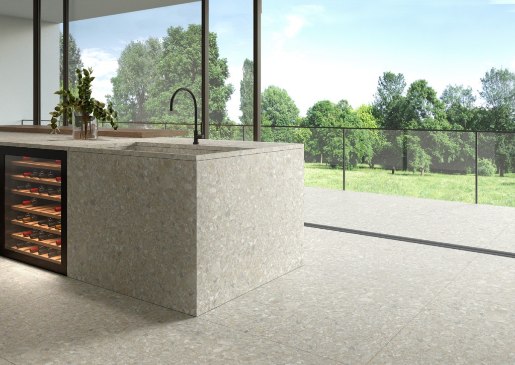 bucatarie terrazzo moderna bej