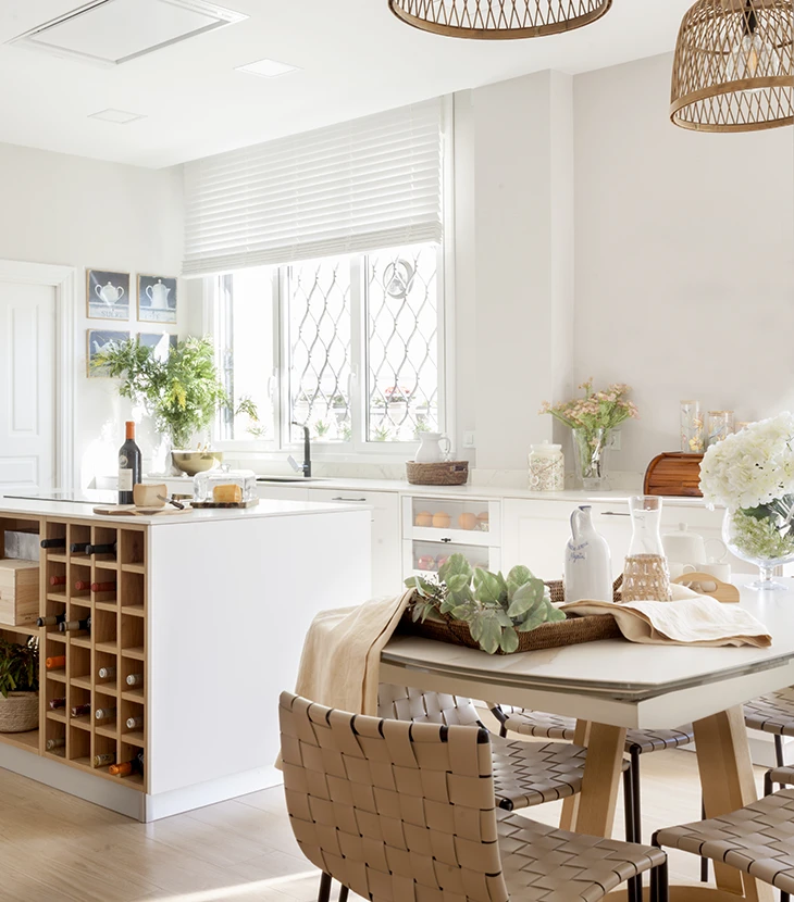 White furniture with wooden interiors