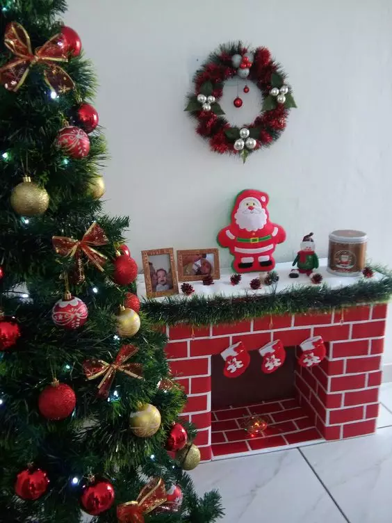 Craft fireplace made from cardboard