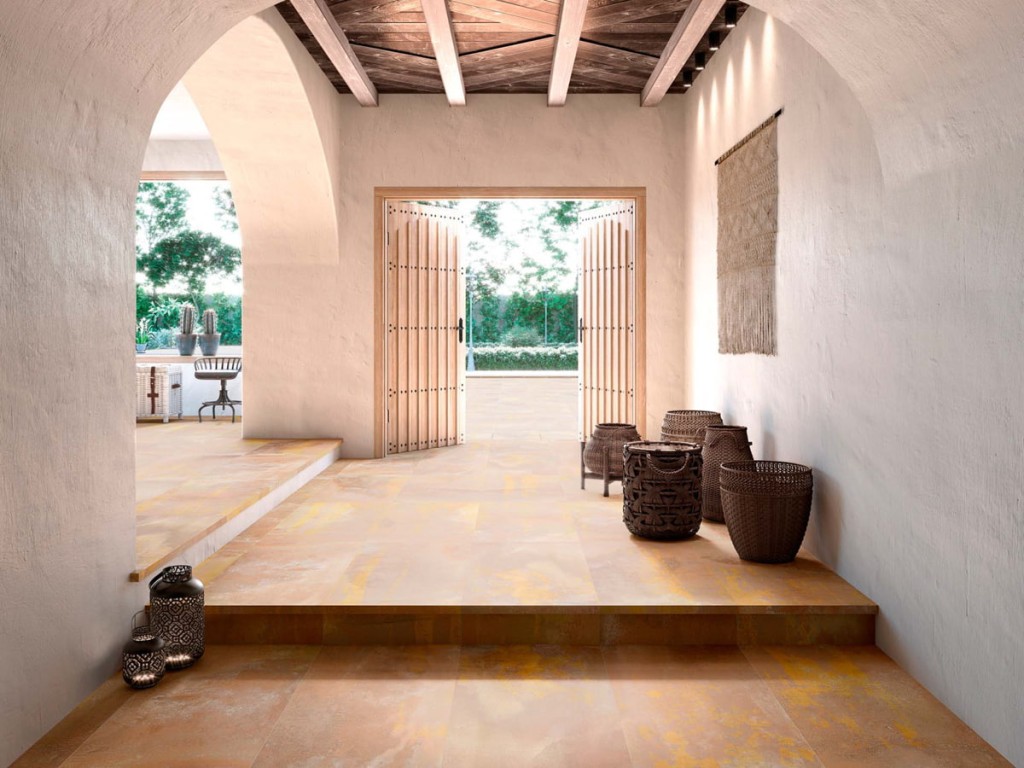 terrace floor made of porcelain in rustic and Andalusian style