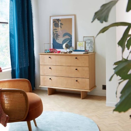 vintage dresser in bedroom