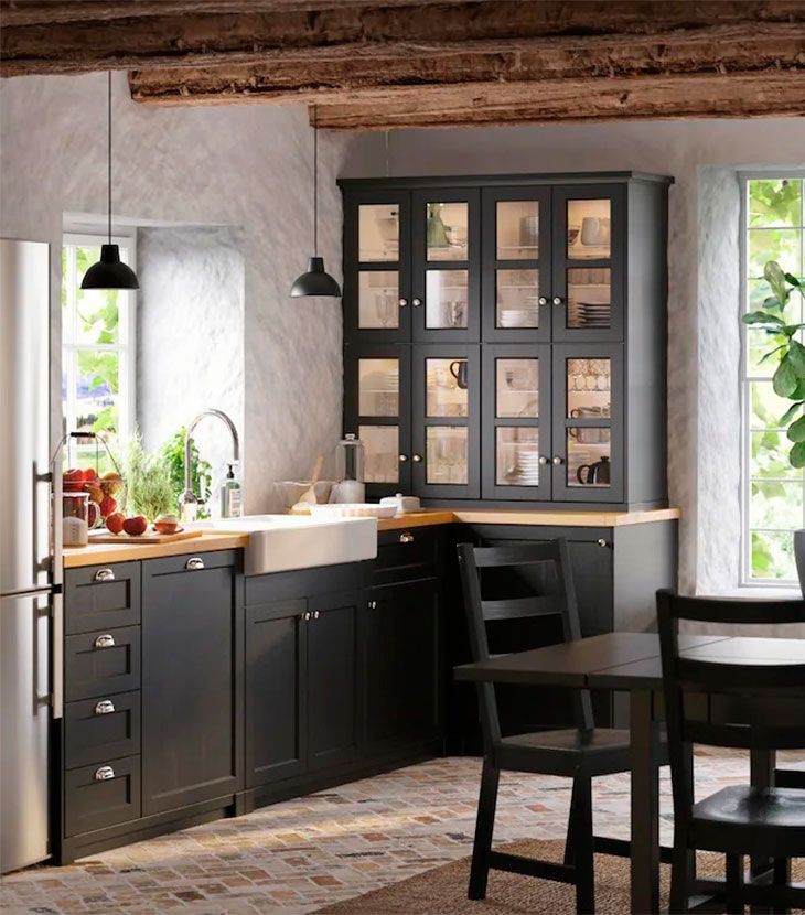 Rustic black kitchen
