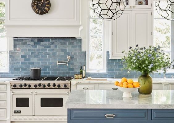 kitchen color schemes - blue and white